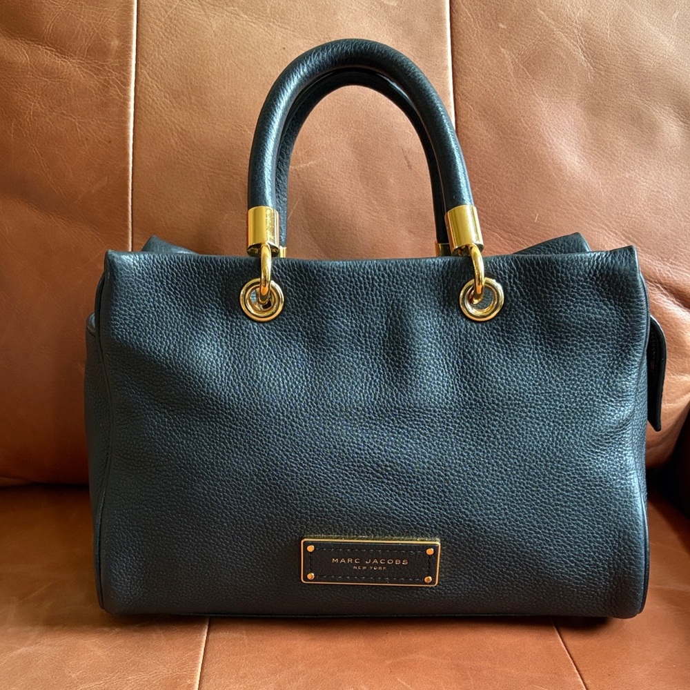 Marc Jacobs Black Satchel with Gold Accents